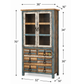 VINTAGE SOLID WOOD DISPLAY CABINET WITH GLASS DOORS & 6 DRAWERS