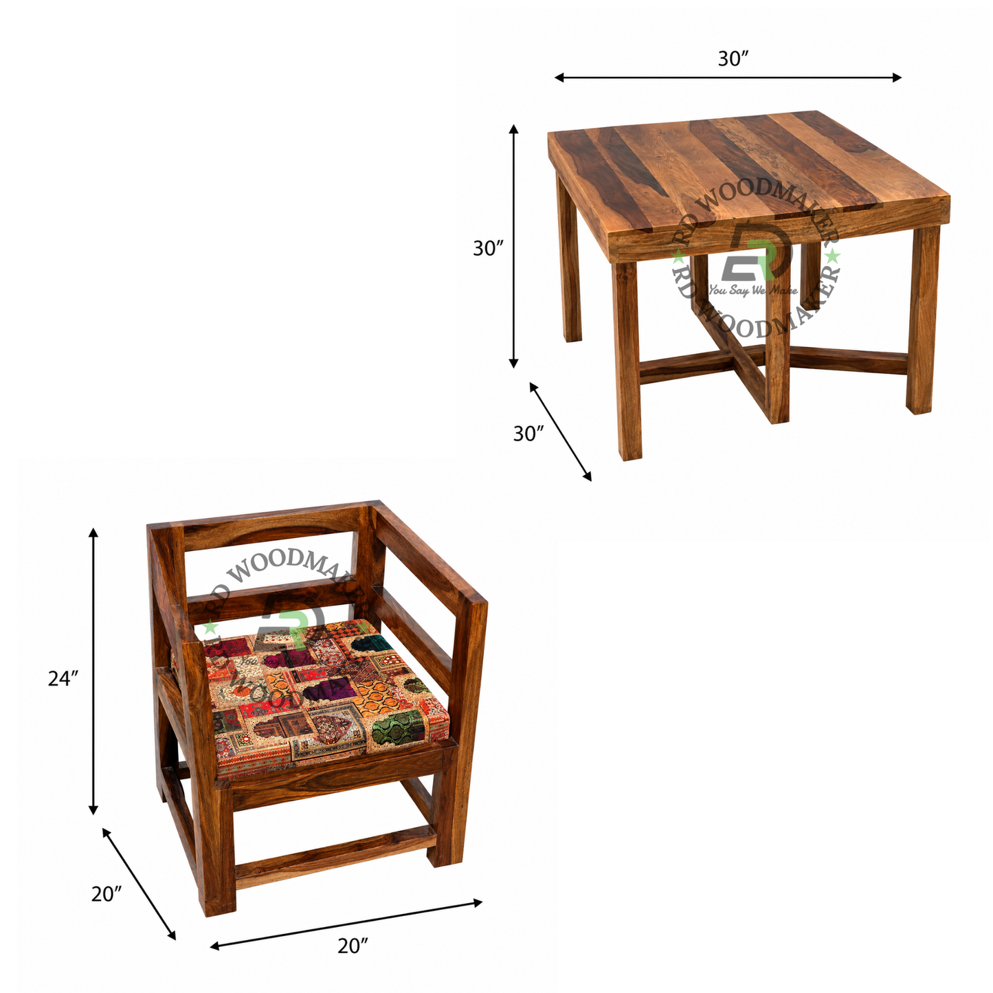 MOSAIC CUSHION WOODEN DINING SET