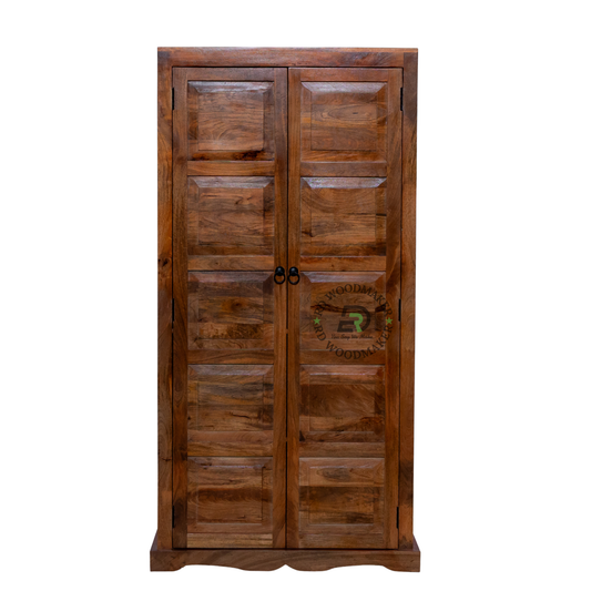 CLASSIC SOLID WOOD 2 DOOR WARDROBE IN WALNUT FINISH