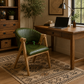 OLIVE GREEN CHANNEL TUFTED WOODEN ARMCHAIR