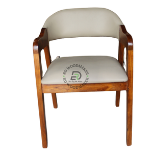 BEIGE UPHOLSTERED WOODEN DINING ARMCHAIR