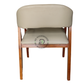 BEIGE UPHOLSTERED WOODEN DINING ARMCHAIR