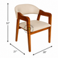 BEIGE UPHOLSTERED WOODEN DINING ARMCHAIR