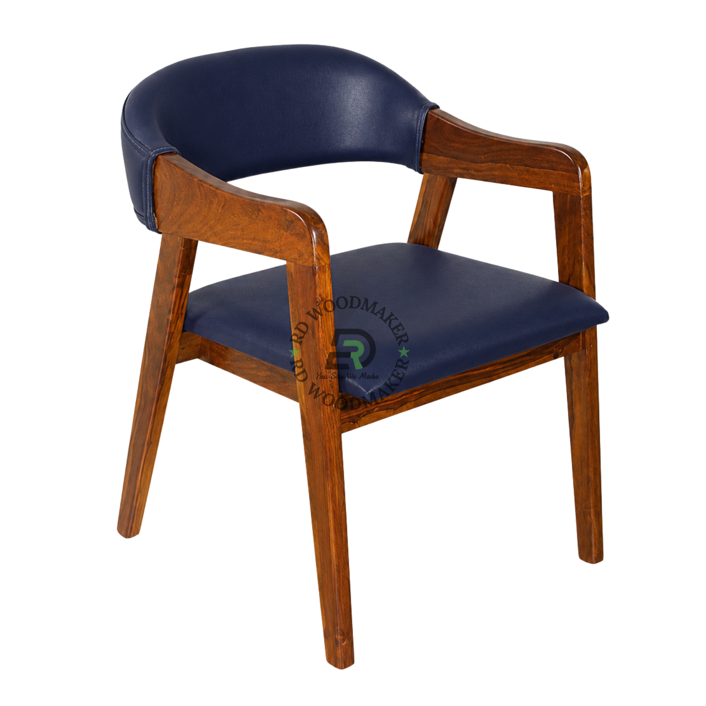 BEIGE UPHOLSTERED WOODEN DINING ARMCHAIR