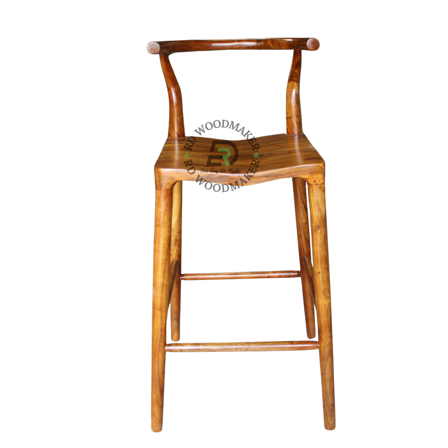 PREMIUM SOLID WOOD COUNTER BAR CHAIR WITH CURVED BACKREST