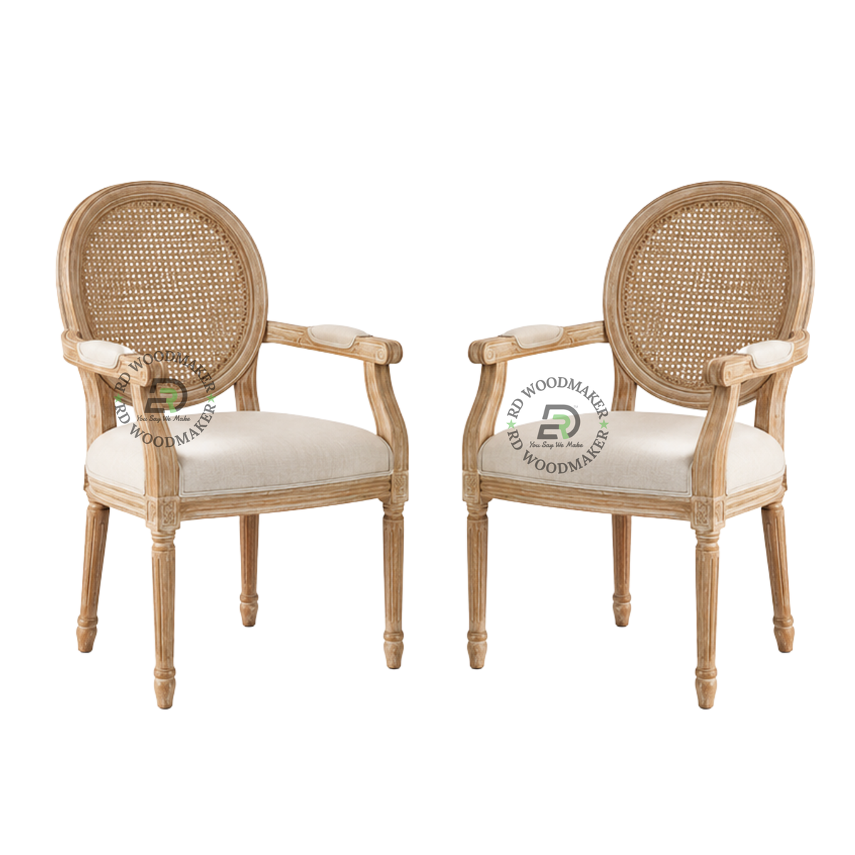 AURELIA CANE ACCENT CHAIR & ROUND DINING TABLE SET
