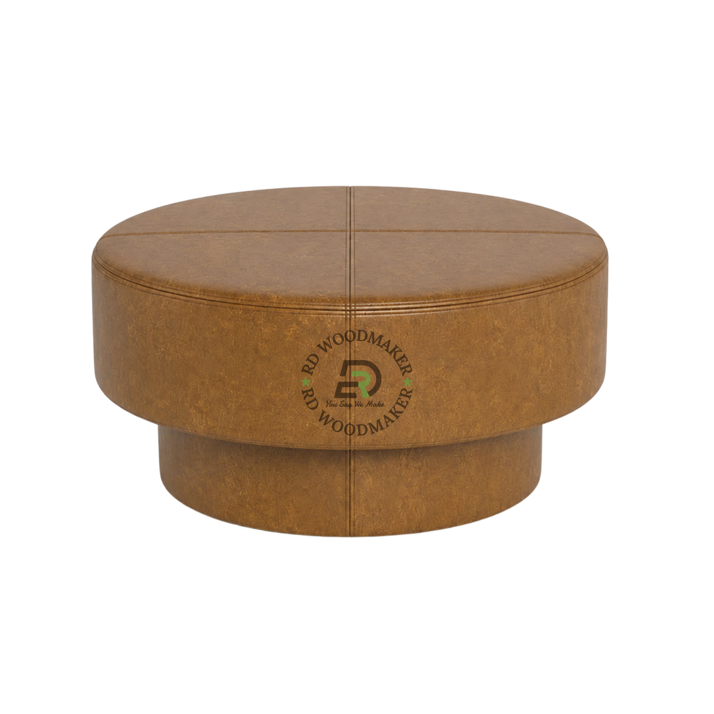 MODERN ROUND LEATHER UPHOLSTERED COFFEE TABLE