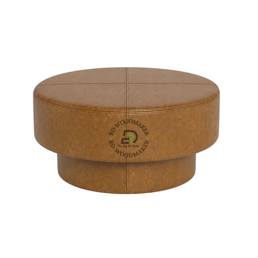 MODERN ROUND LEATHER UPHOLSTERED COFFEE TABLE