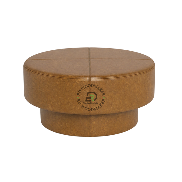 MODERN ROUND LEATHER UPHOLSTERED COFFEE TABLE