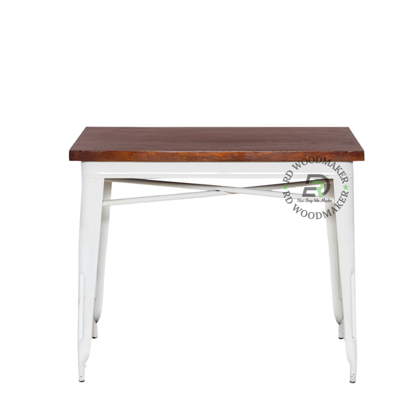 INDUSTRIAL WOOD & METAL DINING TABLE – WHITE FRAME