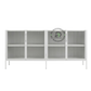 WHITE METAL & RIBBED GLASS DISPLAY SIDEBOARD