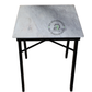 SQUARE WHITE MARBLE TOP DINING TABLE WITH BLACK METAL FRAME