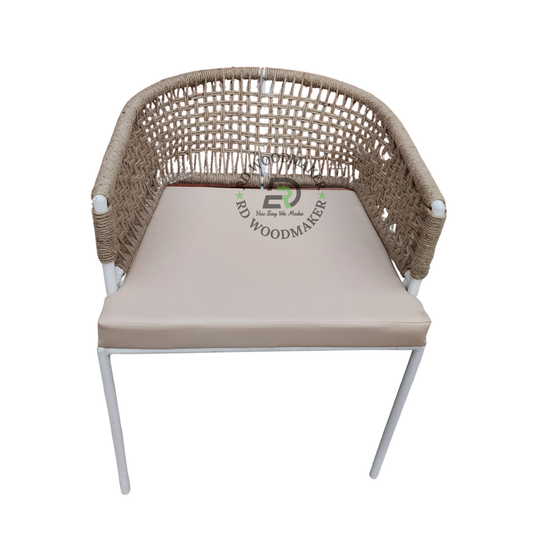 HANDWOVEN ROPE METAL ARMCHAIR WITH CUSHION