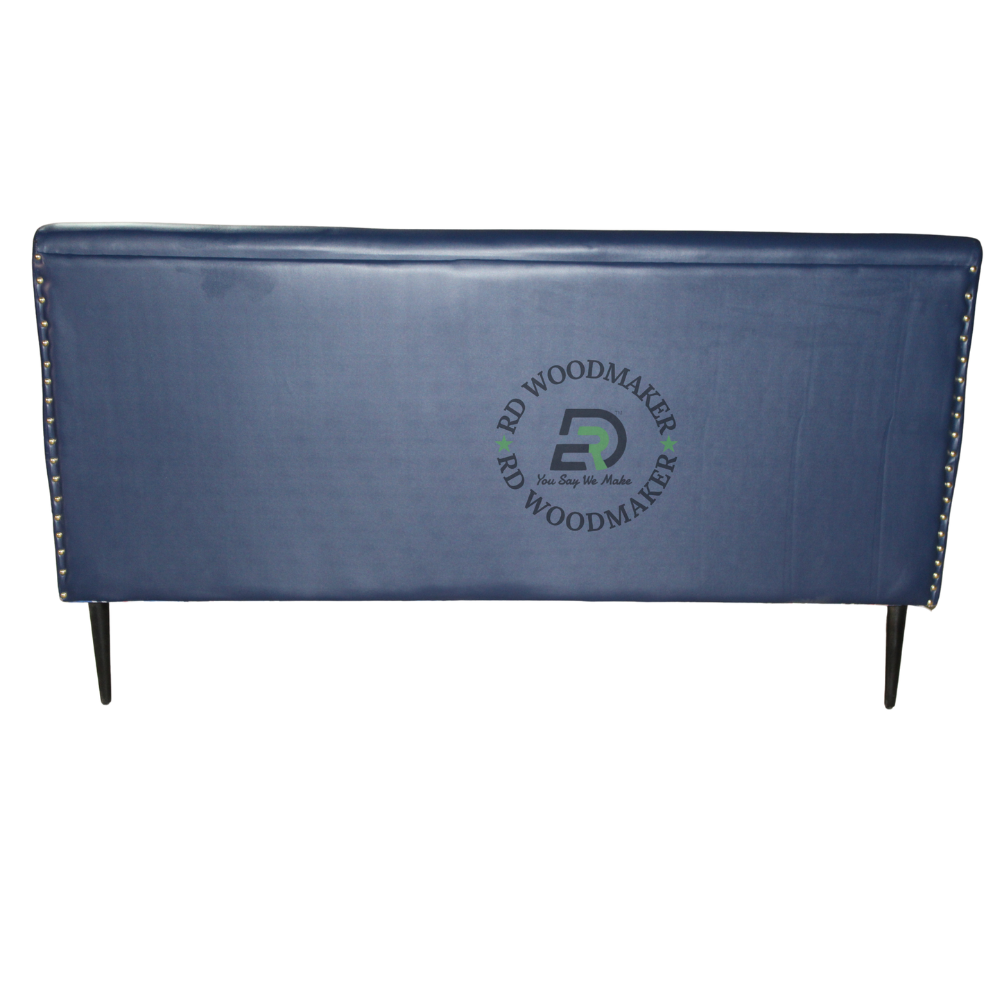 MODERN NAVY BLUE HORIZONTAL CHANNEL UPHOLSTERED TWO-SEATER SOFA