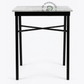 SQUARE WHITE MARBLE TOP DINING TABLE WITH BLACK METAL FRAME