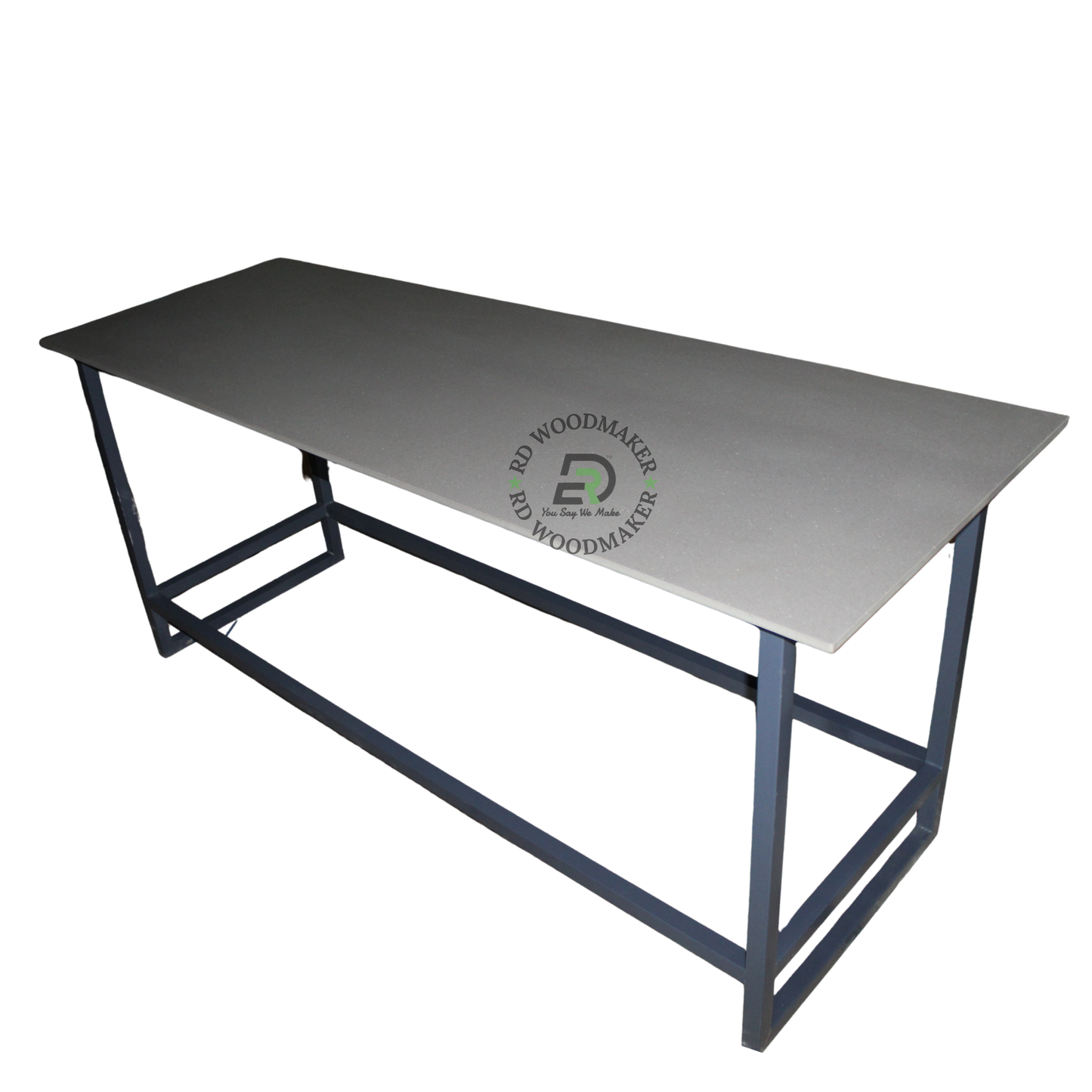 EXTRA-LONG INDUSTRIAL METAL BAR TABLE WITH GREY TOP