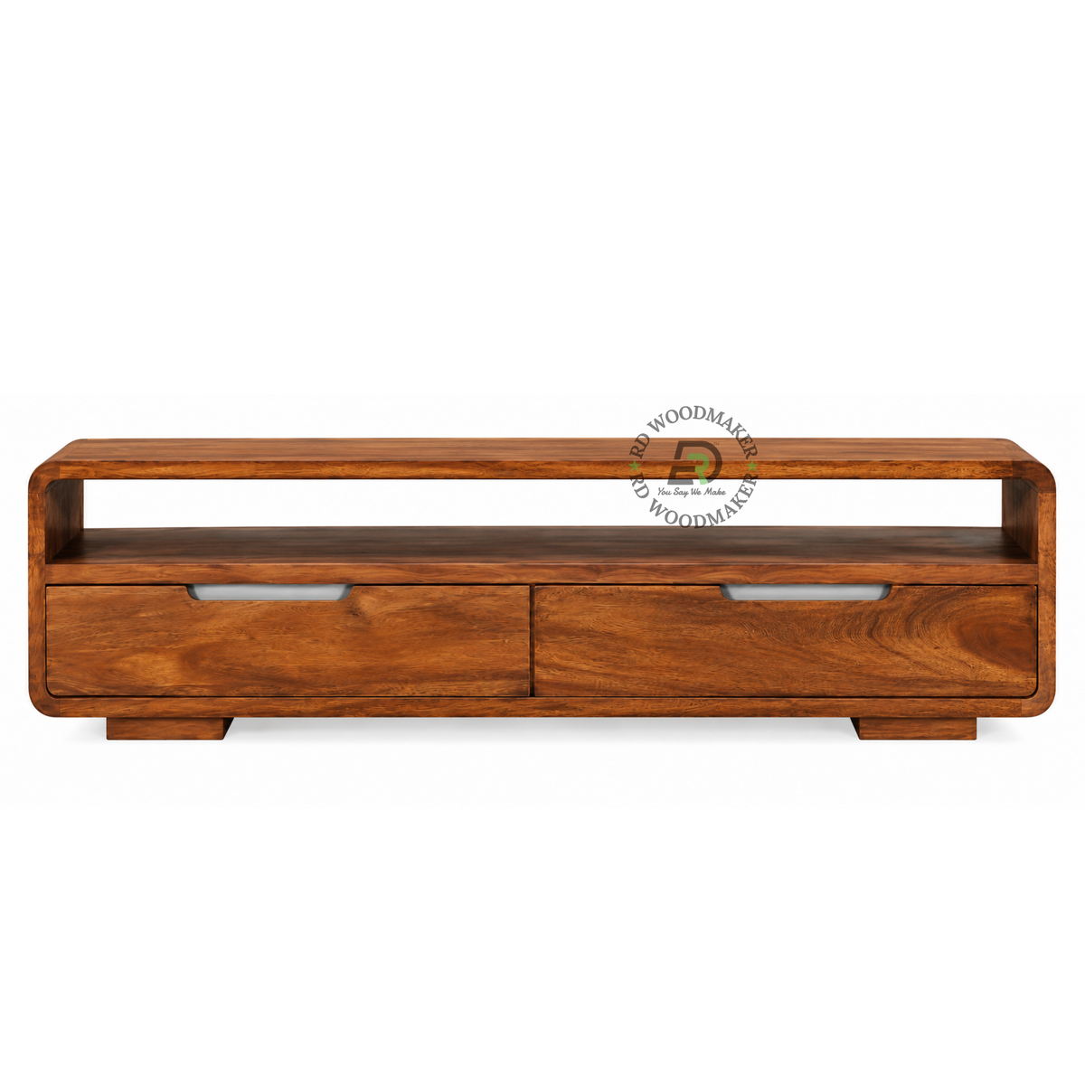 AUREN ROUNDED 2-DRAWER SOLID WOOD TV UNIT