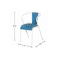 PREMIUM BLUE QUILTED UPHOLSTERED ARMCHAIR WITH WHITE METAL FRAME