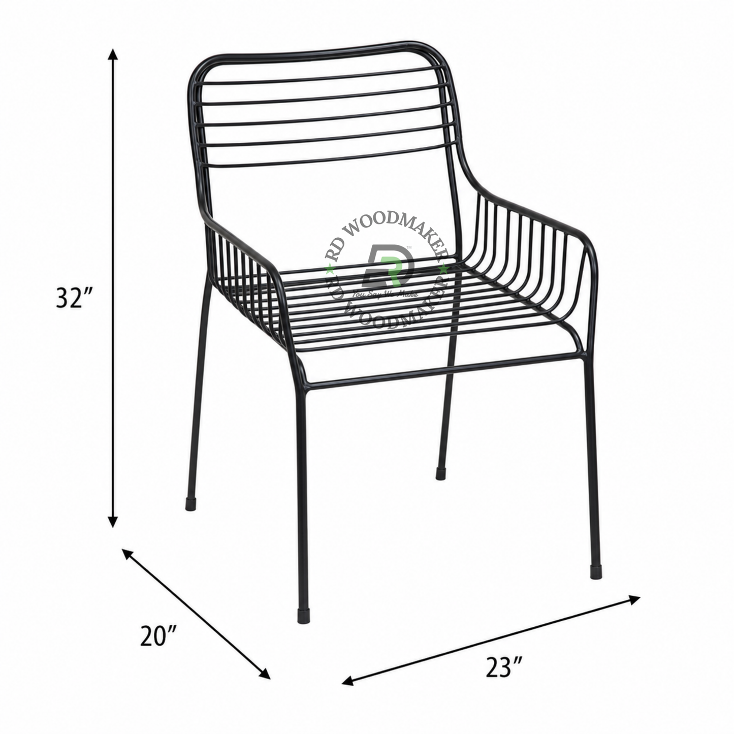 MODERN BLACK METAL WIRE DINING ARMCHAIR