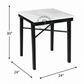 SQUARE WHITE MARBLE TOP DINING TABLE WITH BLACK METAL FRAME