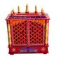 PREMIUM HAND-PAINTED RED WOODEN HOME TEMPLE WITH JALI DOUBLE DOORS & DOUBLE STORAGE DRAWERS