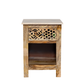 GEOMETRIC CARVED SOLID WOOD BEDSIDE TABLE