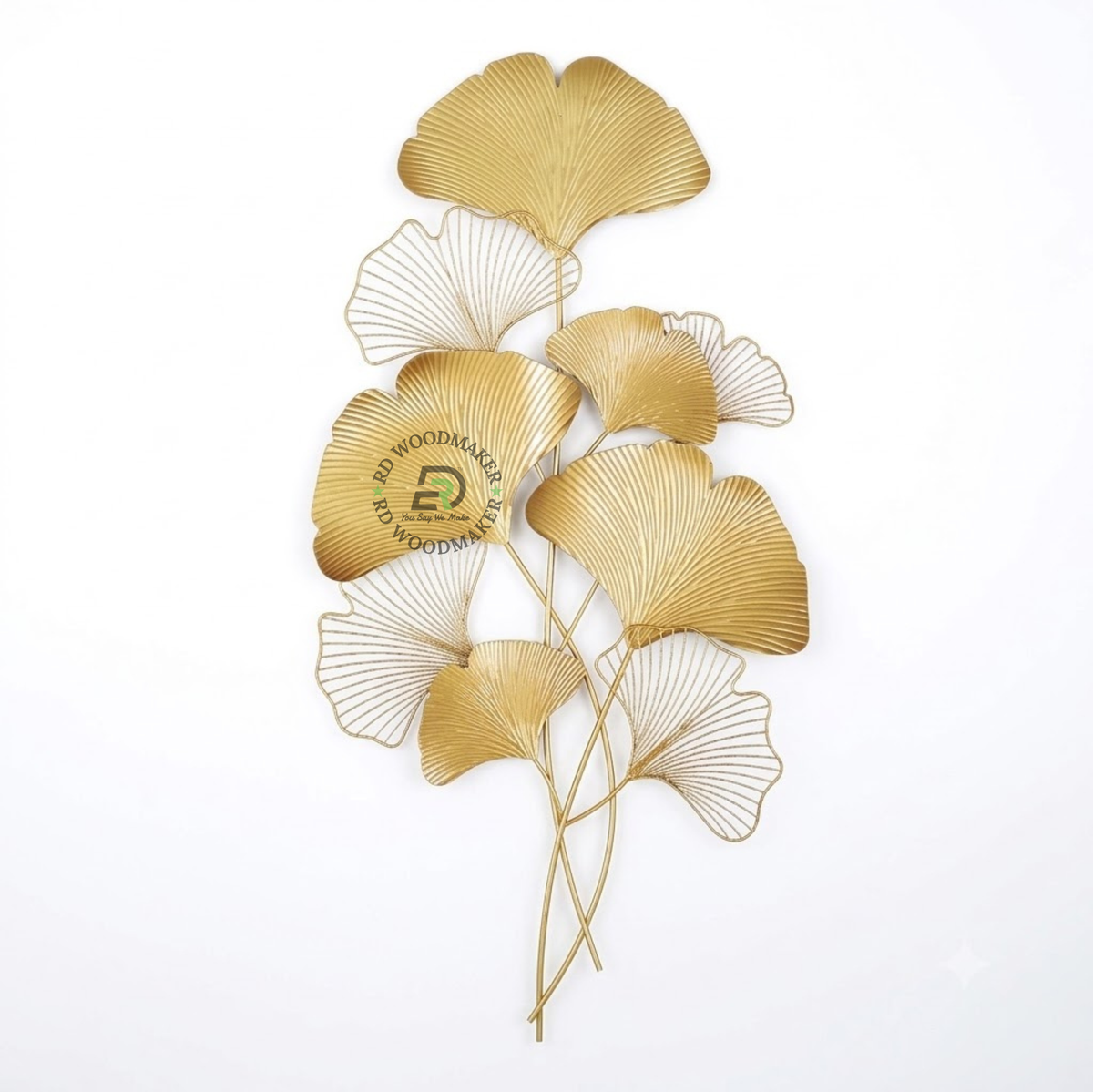 GOLDEN GINKGO CASCADE METAL WALL ART