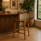 PREMIUM SOLID WOOD COUNTER BAR CHAIR WITH CURVED BACKREST