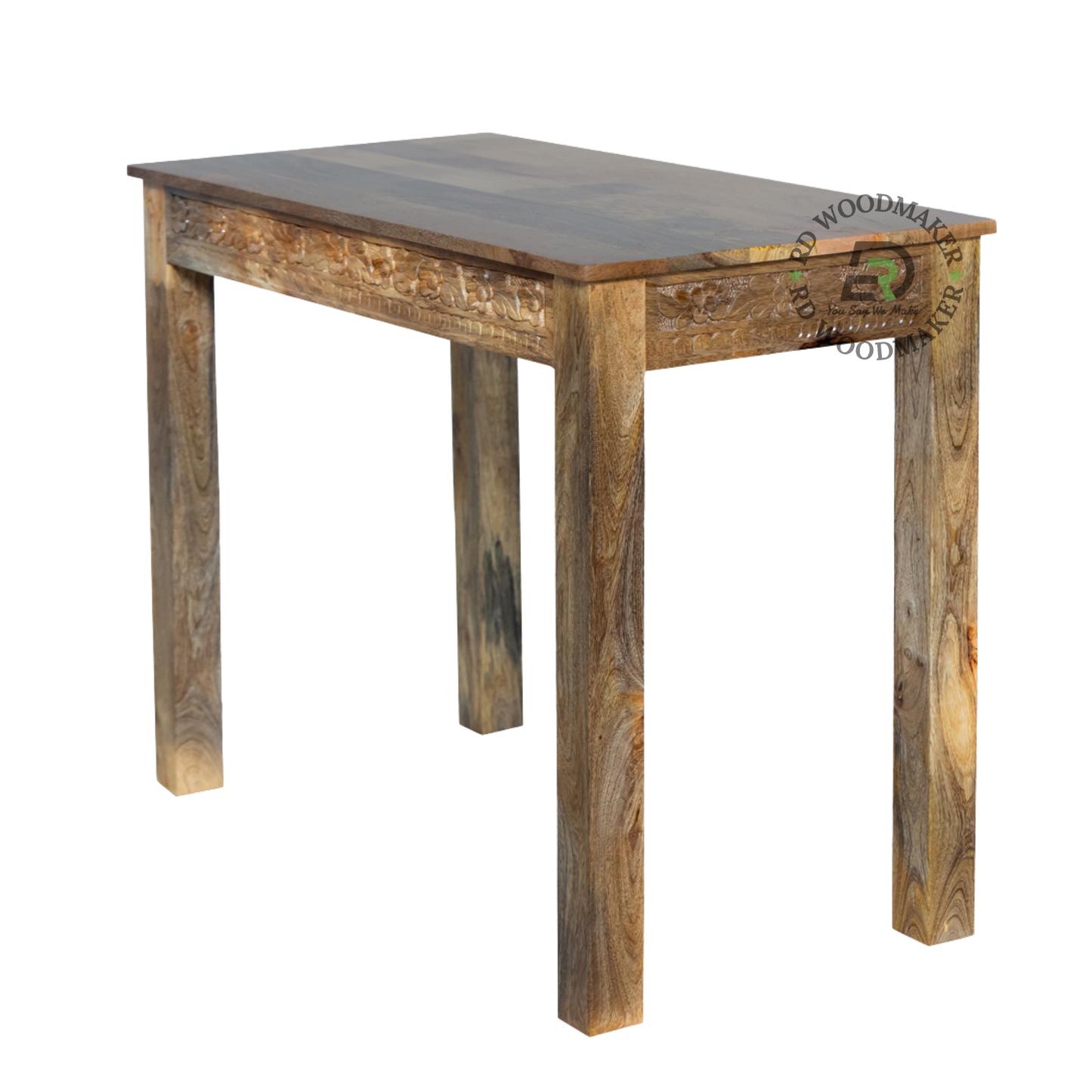 HAND CARVED SOLID WOOD CONSOLE TABLE WITH FLORAL DESIGN