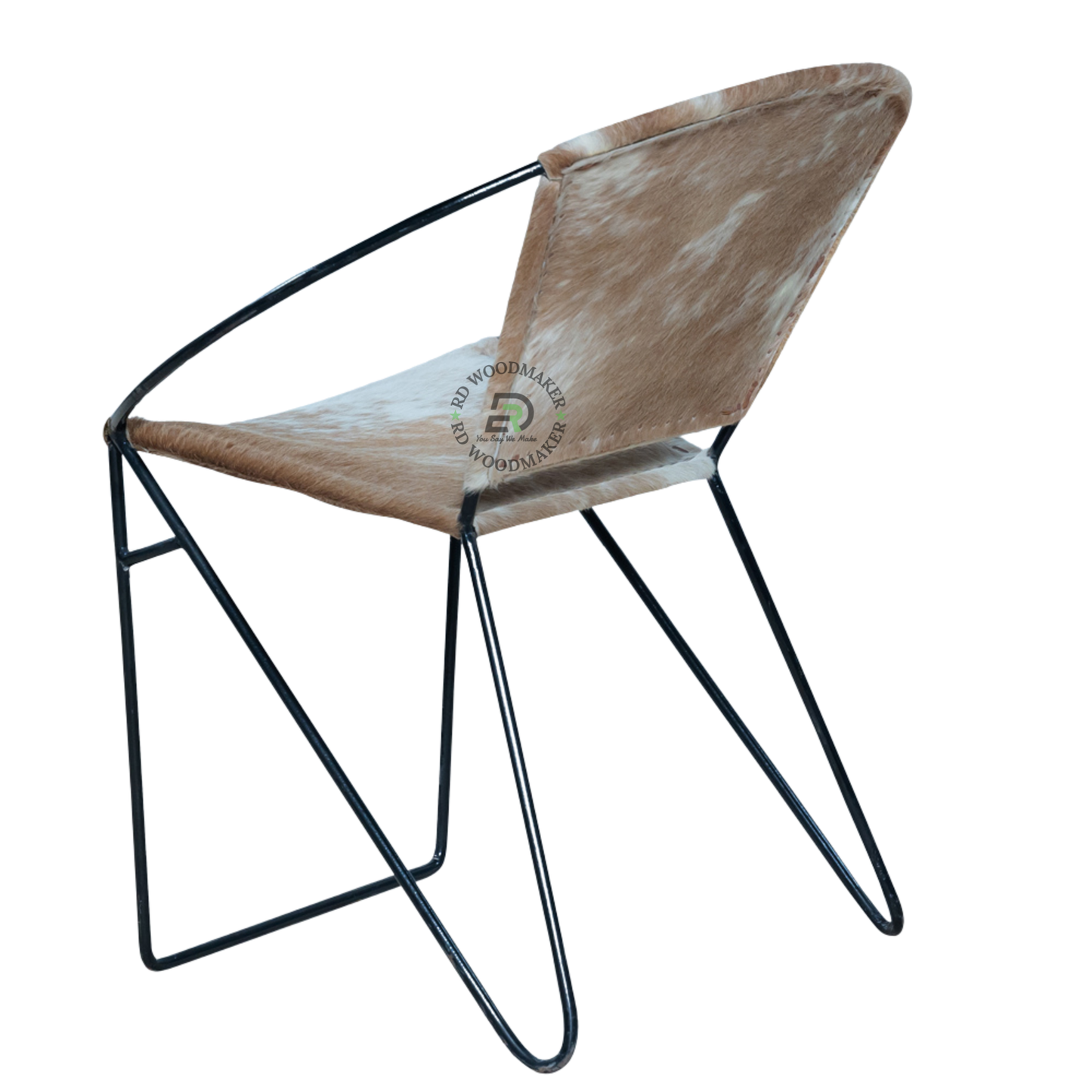 PREMIUM COWHIDE STYLE SLING LOUNGE CHAIR WITH BLACK METAL FRAME