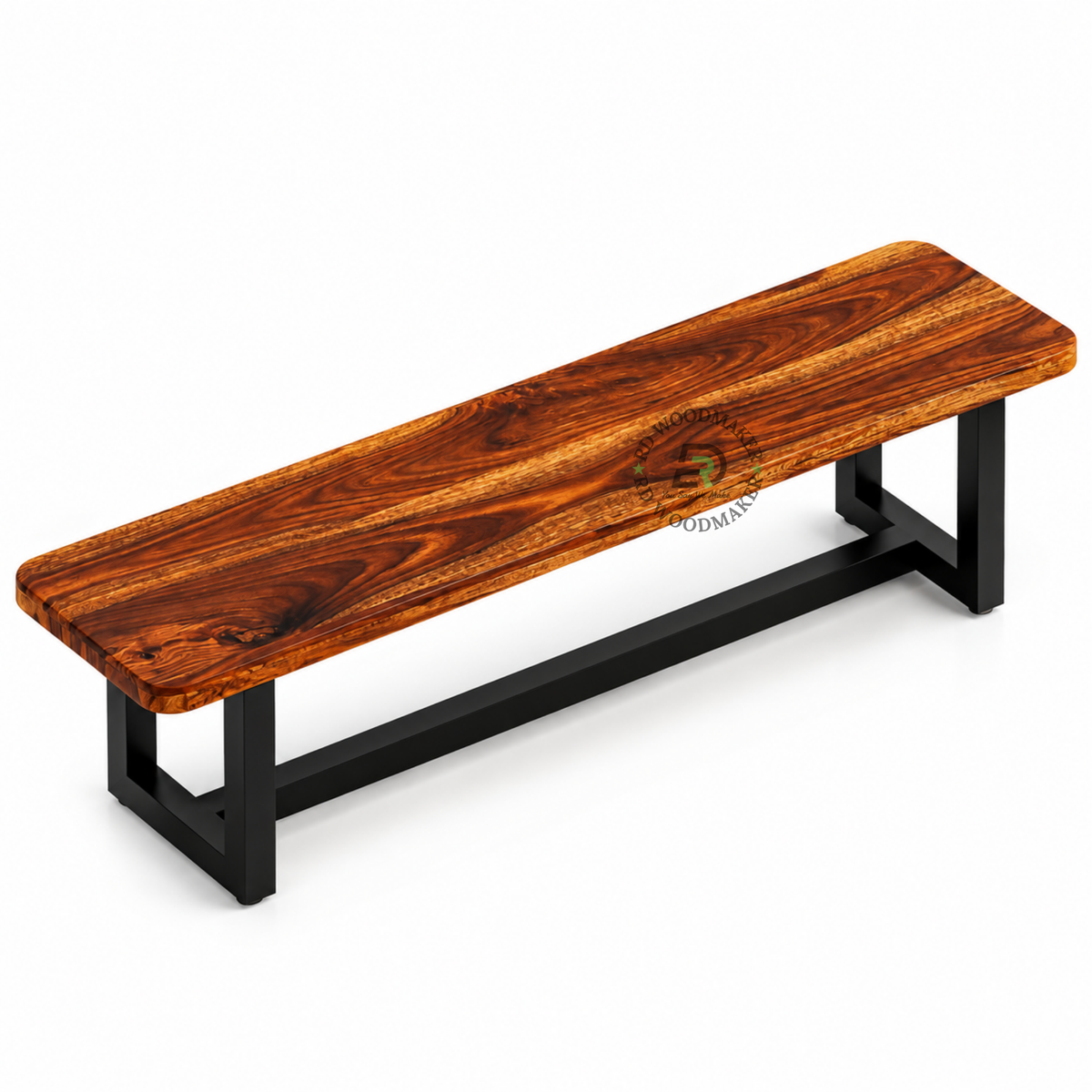 AXEL LIVE EDGE SOLID WOOD BENCH WITH BLACK METAL FRAME
