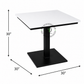 MODERN SQUARE WHITE PEDESTAL DINING TABLE WITH BLACK METAL BASE