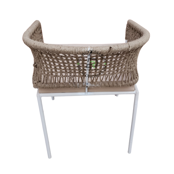 HANDWOVEN ROPE METAL ARMCHAIR WITH CUSHION