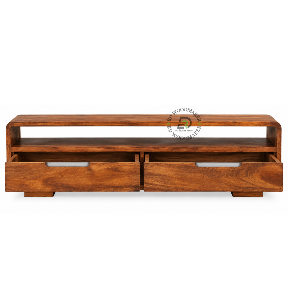 AUREN ROUNDED 2-DRAWER SOLID WOOD TV UNIT