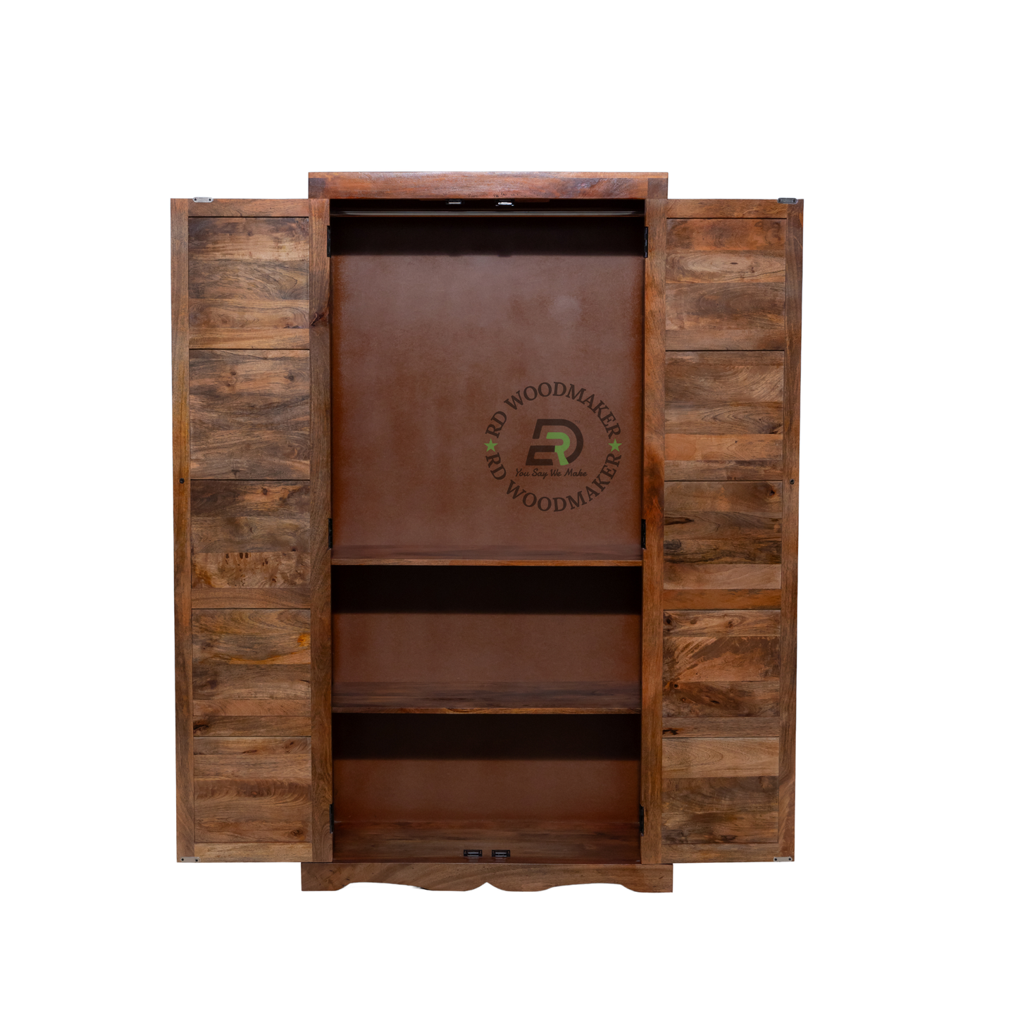 CLASSIC SOLID WOOD 2 DOOR WARDROBE IN WALNUT FINISH