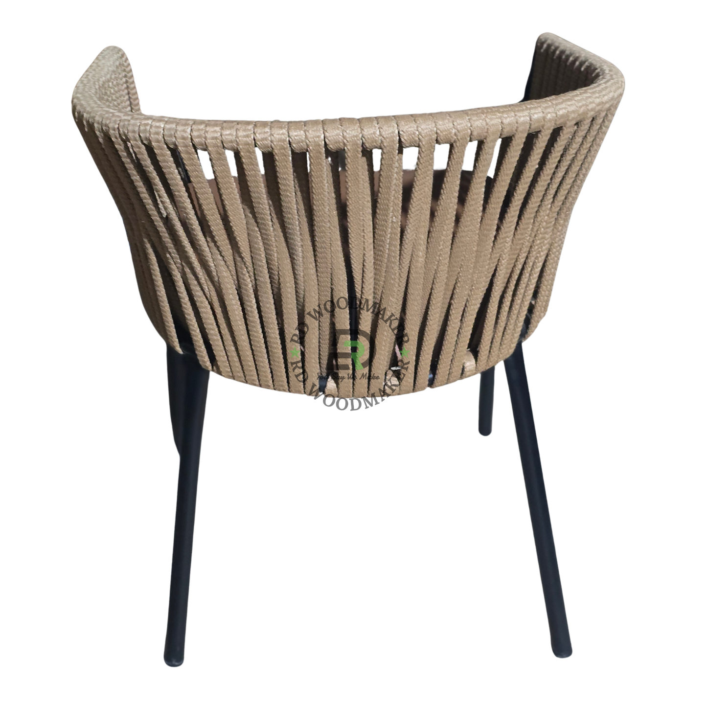 NATURAL ROPE WOVEN DINING ARMCHAIR WITH BROWN CUSHION