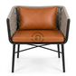 PREMIUM WOVEN ROPE LOUNGE ARMCHAIR WITH COGNAC CUSHIONS