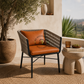 PREMIUM WOVEN ROPE LOUNGE ARMCHAIR WITH COGNAC CUSHIONS