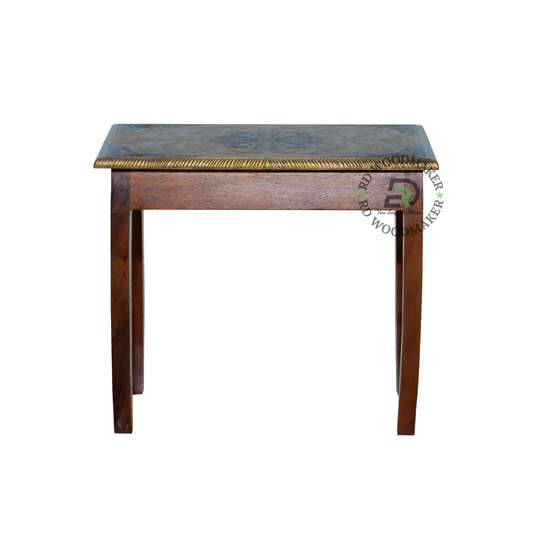 PREMIUM HANDCRAFTED WOODEN SIDE TABLE WITH DECORATIVE TILE TOP