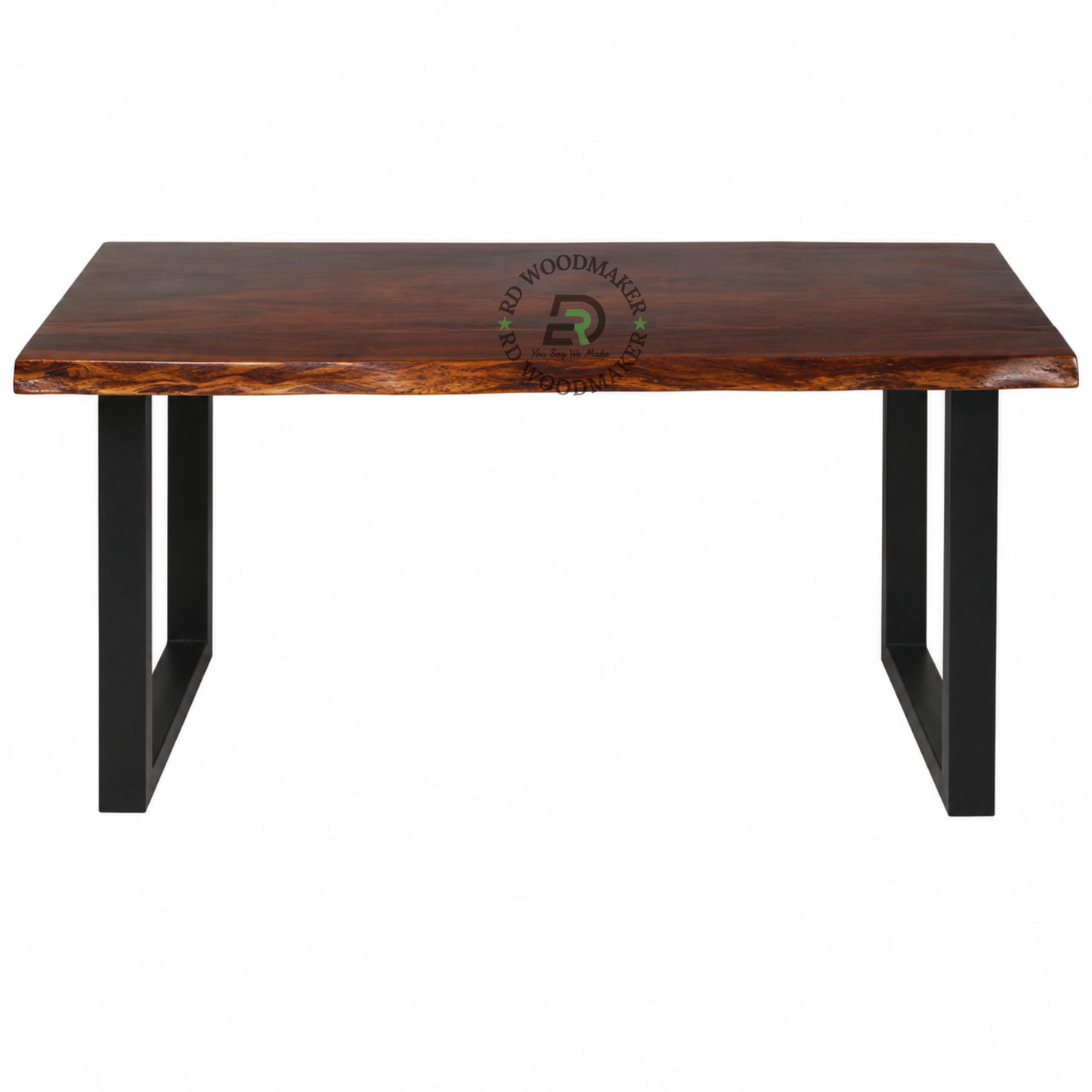 PREMIUM LIVE-EDGE WOODEN DINING TABLE WITH BLACK U-FRAME LEGS