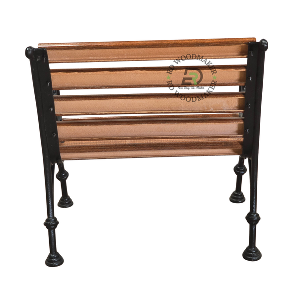 CLASSIC WOODEN SLAT GARDEN ARMCHAIR WITH CAST METAL FRAME