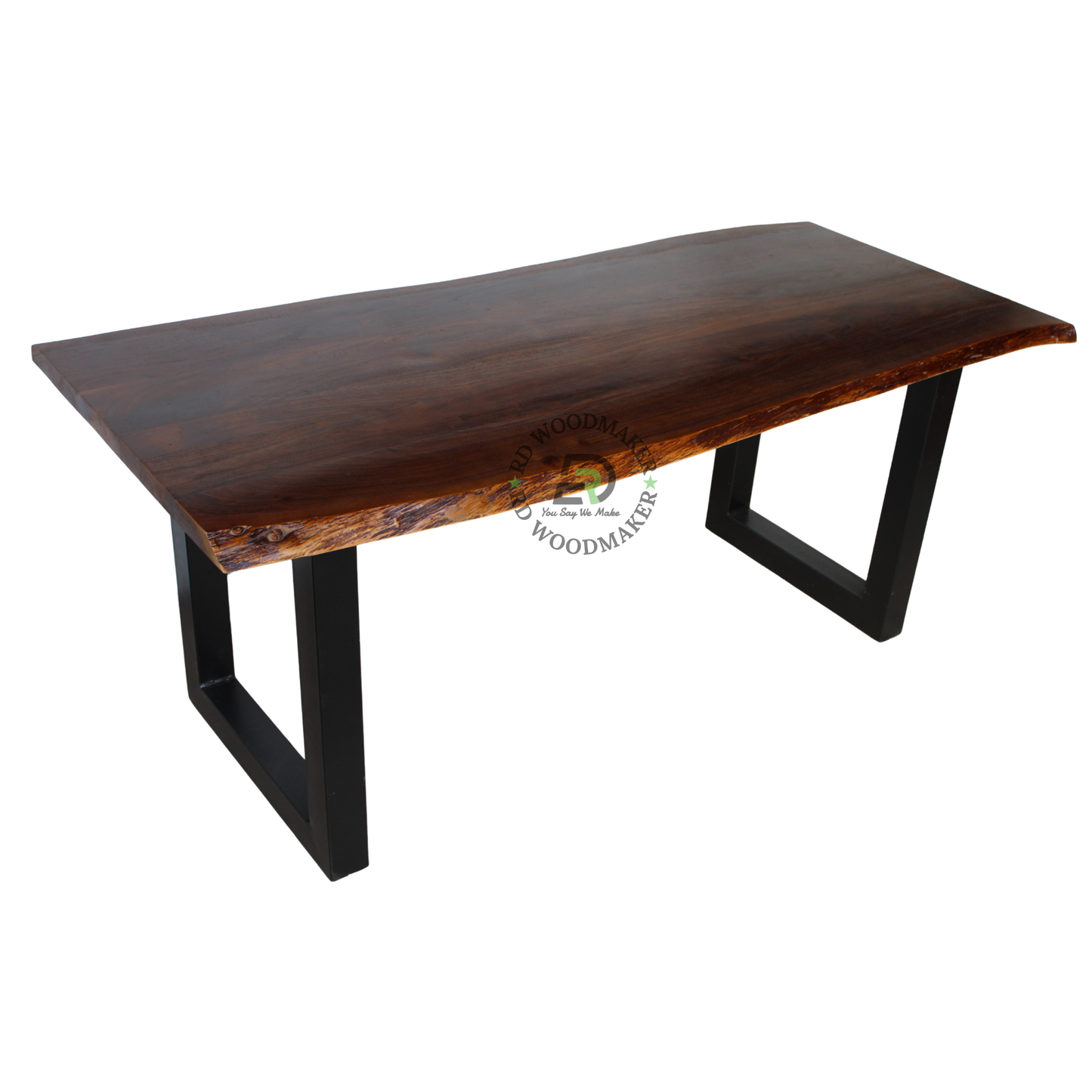 PREMIUM LIVE-EDGE WOODEN DINING TABLE WITH BLACK U-FRAME LEGS