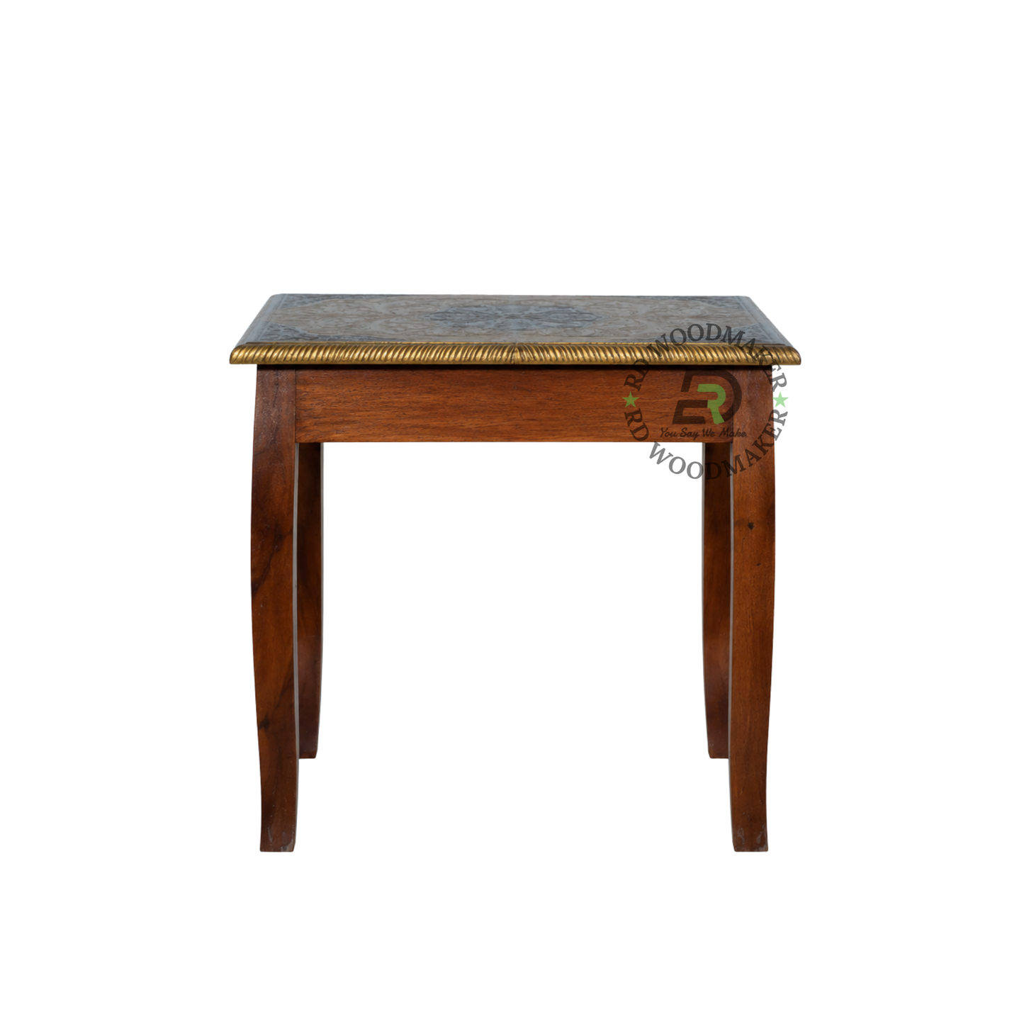 PREMIUM HANDCRAFTED WOODEN SIDE TABLE WITH DECORATIVE TILE TOP