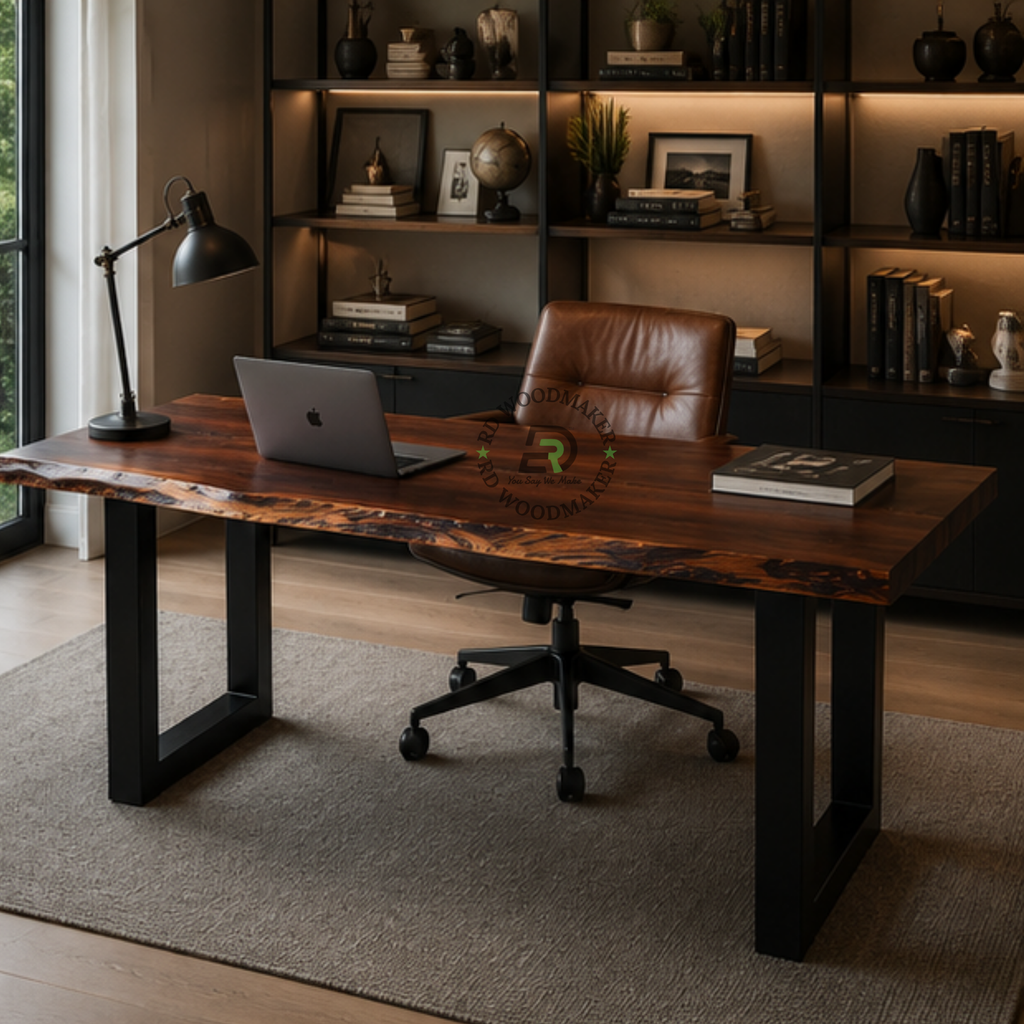 PREMIUM LIVE-EDGE WOODEN DINING TABLE WITH BLACK U-FRAME LEGS
