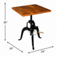 VINTAGE ADJUSTABLE CRANK WOODEN TABLE WITH CAST METAL BASE
