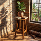 SOLID WOOD ROUND BAR STOOL WITH FOOTREST