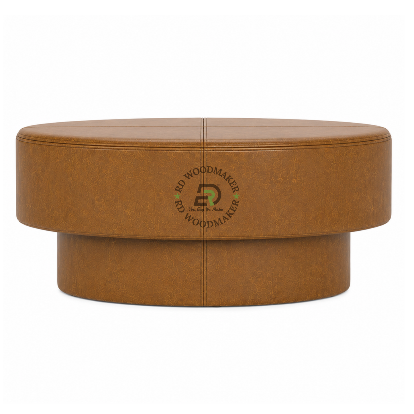 MODERN ROUND LEATHER UPHOLSTERED COFFEE TABLE