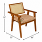 PREMIUM CANE BACK WOODEN ARMCHAIR WITH BEIGE UPHOLSTERED SEAT