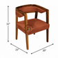 CURVED WOODEN DINING ARMCHAIR WITH RUST BROWN UPHOLSTERY