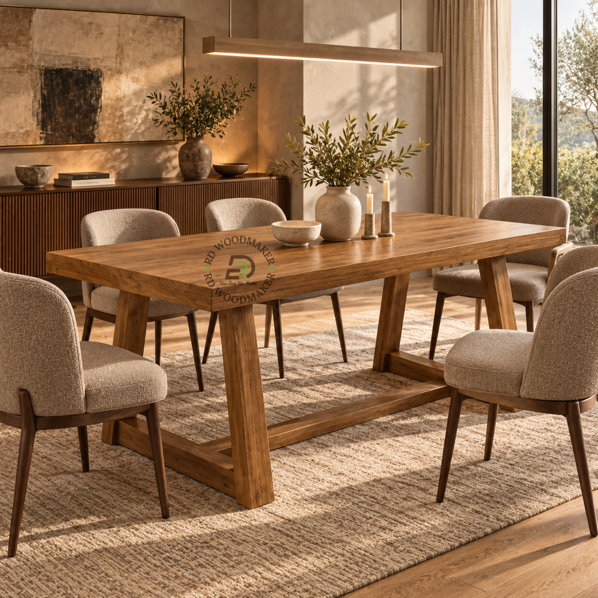 BRAMWELL SOLID WOOD TRESTLE TABLE